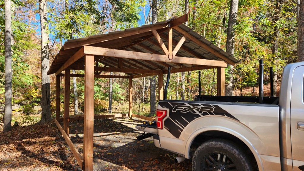 Custom rustic wooden carport
