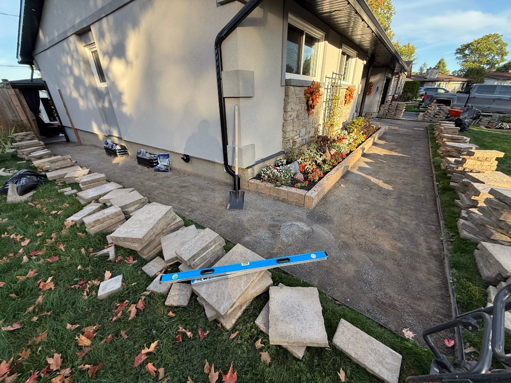 Before - pathway and garden beds under construction