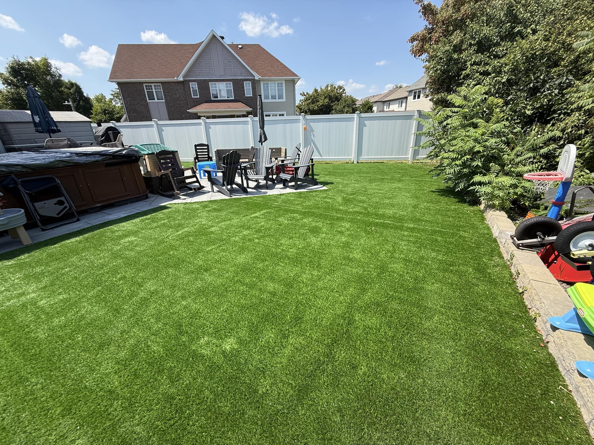 Artificial turf backyard